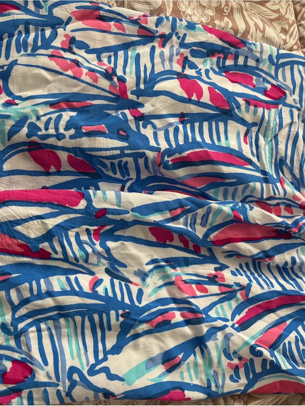 Lilly Pulitzer Blue, Pink & Teal Abstract Print Fabric